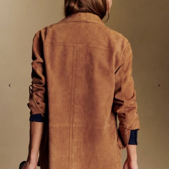 Sezane Will Jacket In Camel Suede Leather NWT - Picture 3 of 7